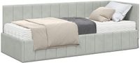 vidaXL Hoekbedframe met Matras Lichtgrijs Fluweel 80 x 200 cm