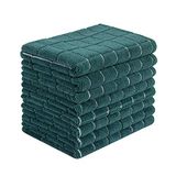 HYER KITCHEN Microvezel-theedoeken, zacht, super absorberend en pluisvrij, keukenhanddoeken, 8 stuks (groen met rasterpatroon), 66 x 45,7 cm