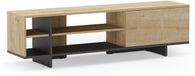 CEQUOIA meuble TV, chêne et noir, 1 porte, 4 compartiments, 160 x 35,6 x 44 cm