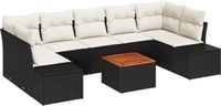 vidaXL Tuinbank Set Zwart Poly Rattan