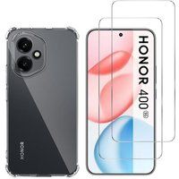 Phonillico® Schokbestendig hoesje voor Honor 400 5G en 2 geharde glazen screenprotectors