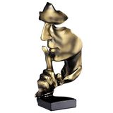 aboxoo Thinker standbeeld, Silence is Gold abstracte kunst beeldje, moderne hars sculpturen decoratieve objecten piano desktop decor voor creatieve kamer thuis, kantoor studie (goud)