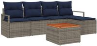 vidaXL Tuinbankenset 6-delig Grijs Polyrattan