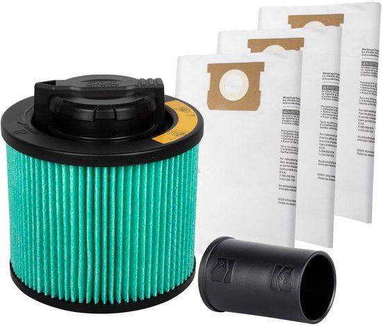 DeWALT HEPA filter + Stofzak 20-30L + adapter 48 naar 42mm