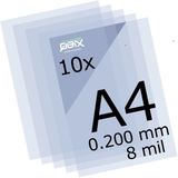 QBIX Plastic Mylar Vellen - 10 stuks A4 Formaat Transparante Kunststof - 0.2mm dikte of 200 micron - 8 Mil Film perfect voor stencils