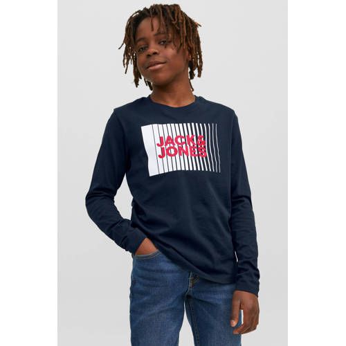 JACK & JONES JUNIOR JJECORP Longsleeve - Donkerblauw - Biologisch Katoen