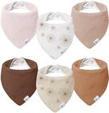 lulumoon Muslin Triangle Slabbetje Baby: 100% katoenen slabbetjes voor meisjes en jongens (6-pack, Daisy)