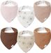 lulumoon Muslin Triangle Slabbetje Baby: 100% katoenen slabbetjes voor meisjes en jongens (6-pack, Daisy)