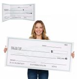 Grote nep cheque - 84x36cm herbruikbaar en droogafwisbaar
