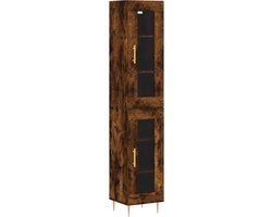 vidaXL Hoge kast - Gerookt eiken - Bewerkt hout