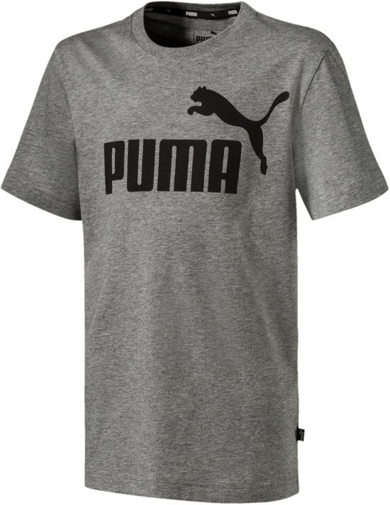 PUMA Ess Logo T-shirt Sportshirt casual - Maat 152 - Unisex - grijs/zwart