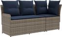 vidaXL Fauteuil met armleuning en hoekbank PE-rotan grijs en marineblauw