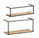 WENKO Wandrek Geo, set van 2, metaal en grenenhout, industrieel design, zwart/bruin