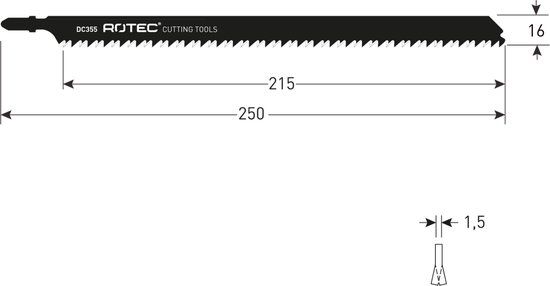 Rotec Decoupeerzagen DC355 / T1044DP (VPE 2 stuks) 250 x 16 x 1.5mm