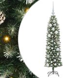 vidaXL Kunstmatige slanke kerstboom groen en wit 120 cm