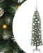 vidaXL Kunstmatige slanke kerstboom groen en wit 120 cm