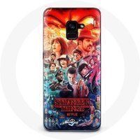 Maniacase Hoesje voor Samsung Galaxy A8 Plus Stranger Things Teaser Seizoen 4 Poster Karakters Art