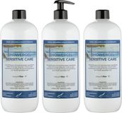 Claudius Cosmetics B.V. Douchegel Sensitive Care 1 liter - set van 3 stuks - met gratis pomp