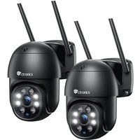 Ctronics Bewakingscamera Set van 2 WiFi Buiten 1080P PTZ Kleur Nachtzicht 30m Mensdetectie Automatische Volging