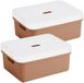 Sunware panier de rangement - 2x pièces - 24 litres - terra brun - plastique - avec couvercle transparent - 45 x 35 x 18 cm