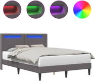 vidaXL Bedframe met LED-stripverlichting Grijs 160 x 200 cm Kunstleer