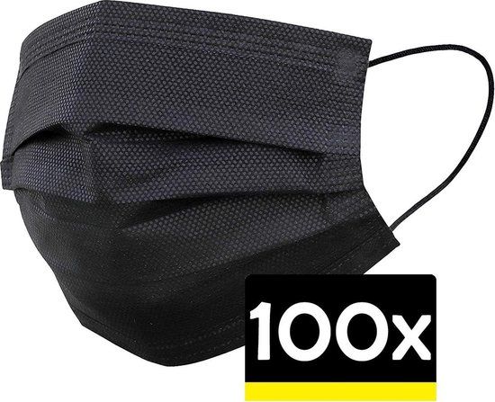 Wegwerp Mondkapjes Zwart - 100 Stuks