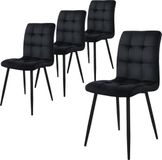 ML-Design Eetkamerstoel set van 4 zwart fluweel met metalen poten