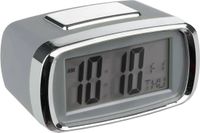 Atmosphera Tafelklok/wekker/alarmklok Snooze - grijs/zilver - kunststof - 10 x 6 cm - Digitaal/led - batterij voeding