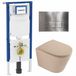 Geberit QeramiQ Dely Toiletset - 36.3x51.7cm - Diepspoel - Rimless - Geberit UP720 Inbouwreservoir - Softclose Toilet Zitting - Steel Bedieningsplaat - Rechthoekige Knoppen - Mat Beige