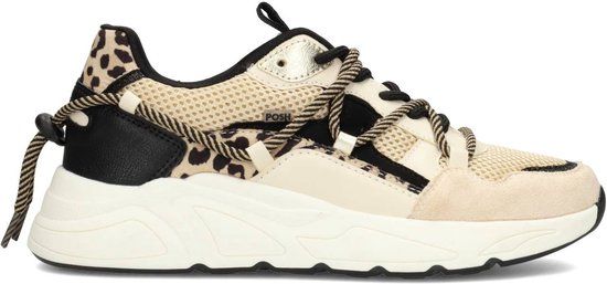 POSH by Poelman CARI Dames Sneakers - Beige met dierenprint - Maat 40