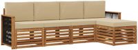vidaXL Acacia Hout Bank Loungeset 5-zits Natuurlijk en Beige