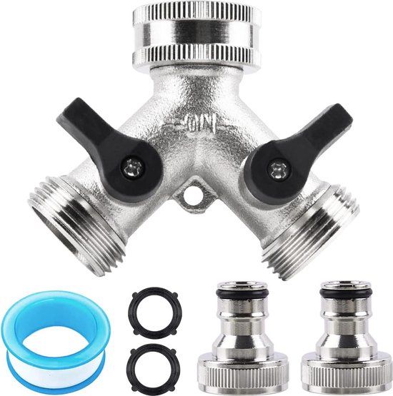 Y Stuk kraan splitter - Waterverdeler 2-weg - G 3/4" - Met accessoires