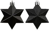 Decoris boules de noël mélange - étoile en plastique couleur noir 12 pieces