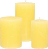 Ensemble de bougies coniques/cylindriques sans marque - 3x - jaune - modèle rustique