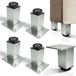 Aluminium Pieds de meuble Blanc - Set de 4 - Hauteur réglable