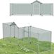 QEENTOE Parc à poules avec espace de sortie libre, poulailler en acier galvanisé avec serrure, volière stable pour volaille, 4 x 1 mètre