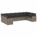 vidaXL Loungeset met Kussens Poly Rotan Grijs