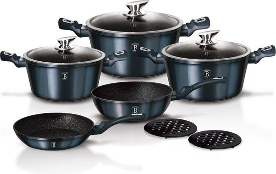 Berlinger Haus Pannenset 5-dlg Marine - Blauw - Aluminium