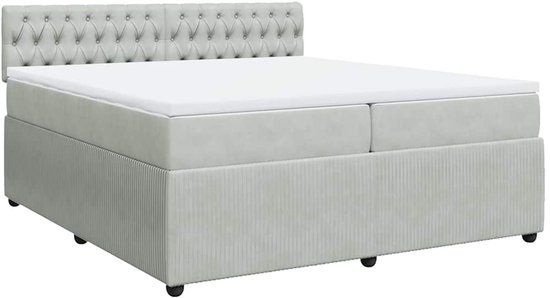 vidaXL Boxspring met matras fluweel lichtgrijs 200x200 cm