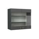 Vicco Fame-Line Glazen keukenkast – 80 cm Anthrazit-Gold Landhaus