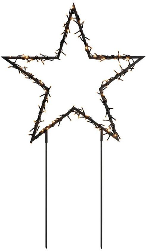 Konstsmide Metalen Ster | 3.6W Extra Warmwit 150 Lichtpunten | 30V Buiten | 108x65cm | Grondspies 10m Snoer Zwarte Kabel | Niet Dimbaar
