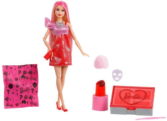 Barbie Uitpakparty Chic Feestje Serie - Pop met Rode Glitters