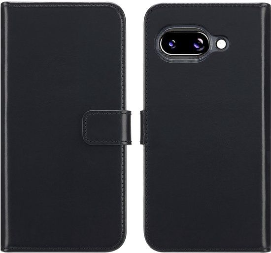 Selencia Hoesje - Echt Lederen Bookcase - Zwart - Geschikt voor Google Pixel 9a