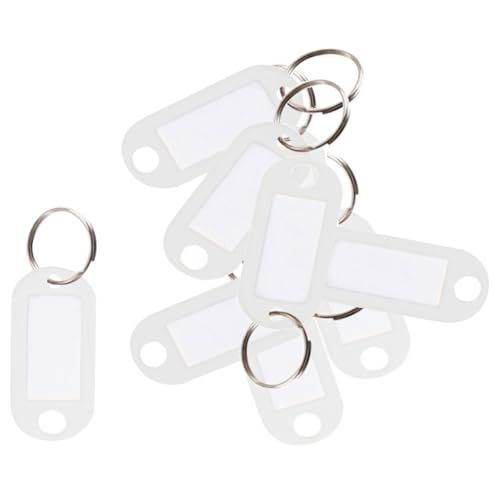 D.RECT - 10 stuks sleutelhangers, kunststof sleutelhangers met lussen, sleutelhangers met venster, gepersonaliseerde sleutelhangers, wit