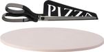 BBQ/oven pizzasteen rond keramiek 30 cm - Met zwarte pizzaschaar 30cm