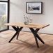 FineBuy Table de salle à manger acacia bois massif avec cadre métallique noir design