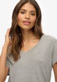 Superdry Studios Slub T-shirt met Borduursel Dames Zilver Metallic
