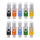 Intenso Basic Line USB-stick met praktisch etiket, 10 stuks, 4 GB, geel, groen, zwart, blauw + oranje met zilveren metalen beugel