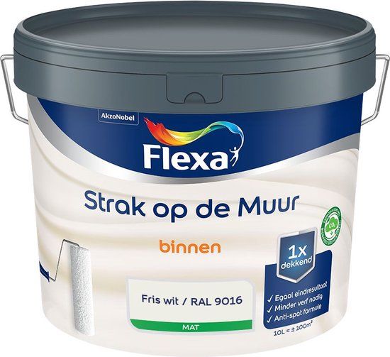 Flexa Strak op de Muur Muurverf - Fris wit / RAL 9016 - 10 L