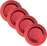CEPEWA Assiettes à dîner - 4x - assiettes creuses - rouge - Dia 33 cm - Assiette à bougies - Plastique - Rond